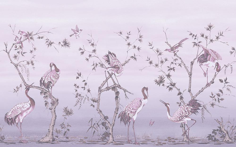 Graham & Brown Grazing Cranes Dusk Bespoke Mural