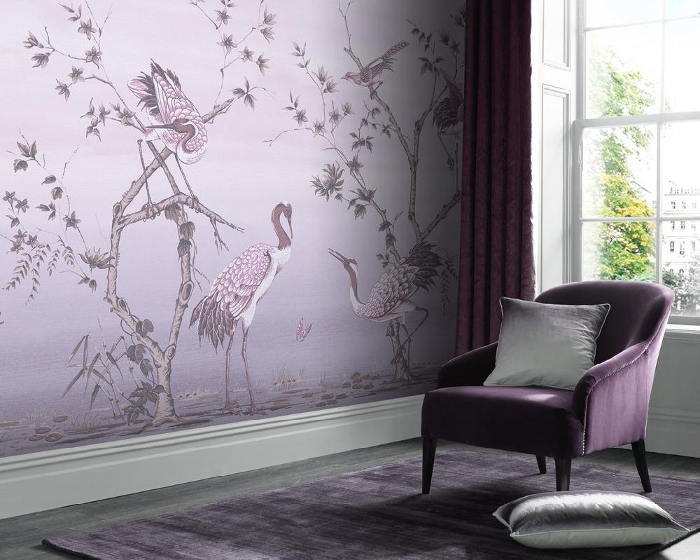graham & brown Grazing Cranes Dusk Bespoke Mural