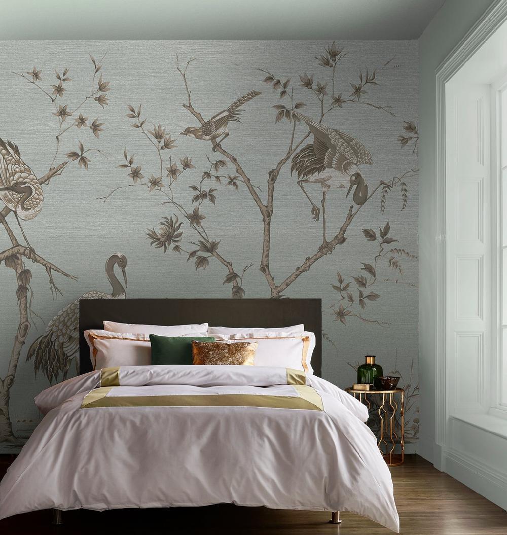 graham & brown Grazing Cranes Morning BEspoke Mural