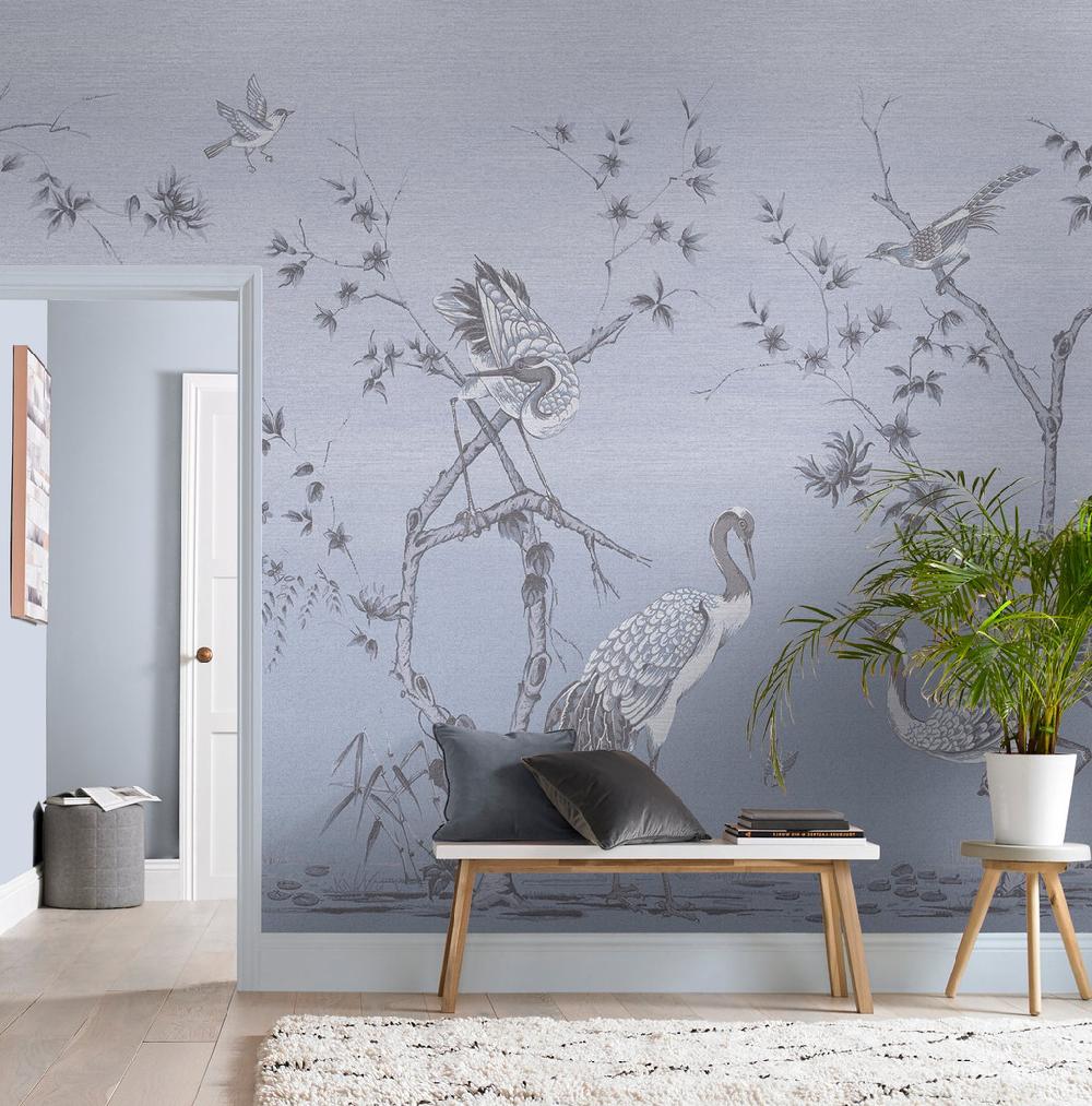 graham & brown Grazing Cranes Sky Bespoke Mural
