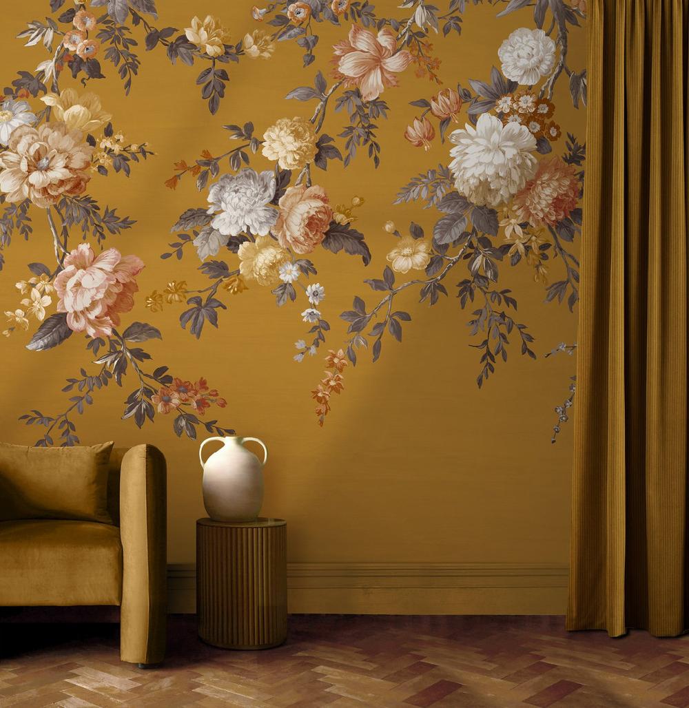graham & brown Hague Fleurs Mustard Bespoke Mural