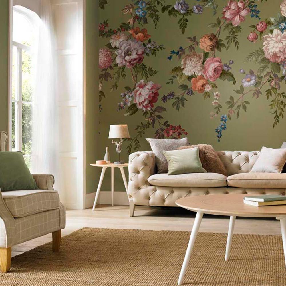 graham & brown Hague Fleurs Olive Bespoke Mural