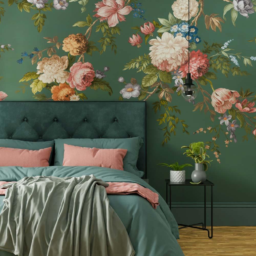 graham & brown Hague Fleurs Teal Bespoke Mural