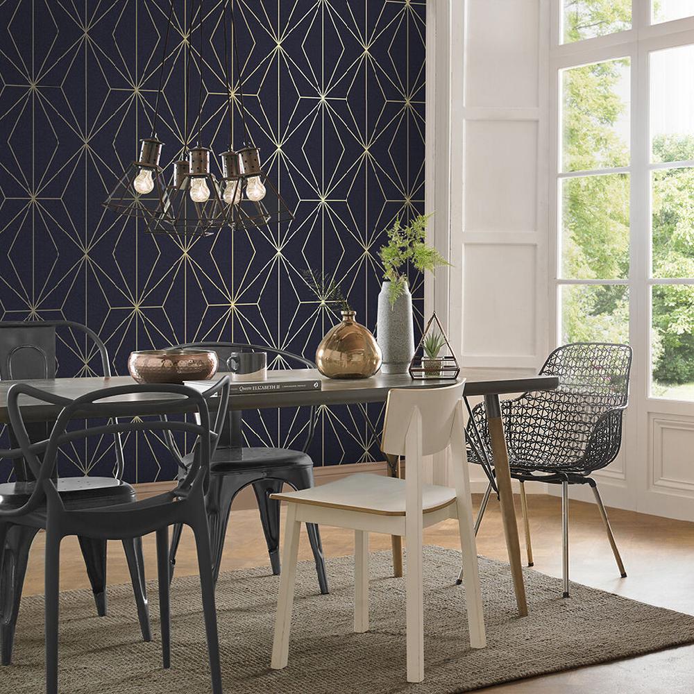 graham & brown Harmony Navy Wallpaper