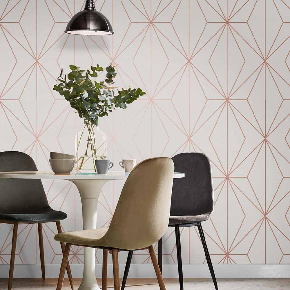 graham & brown Harmony White Rose Gold Wallpaper