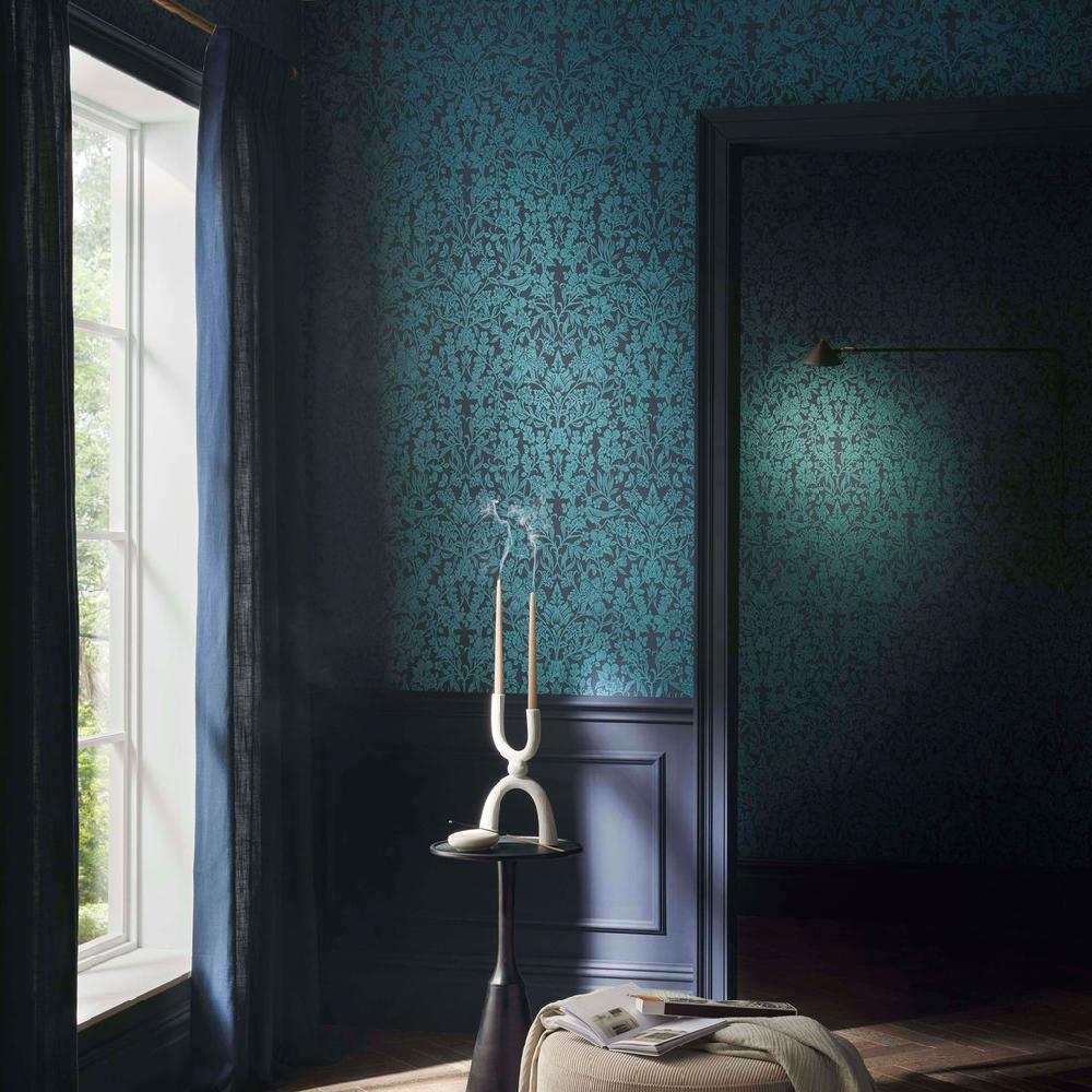 graham & brown Hartley Damask Teal Wallpaper