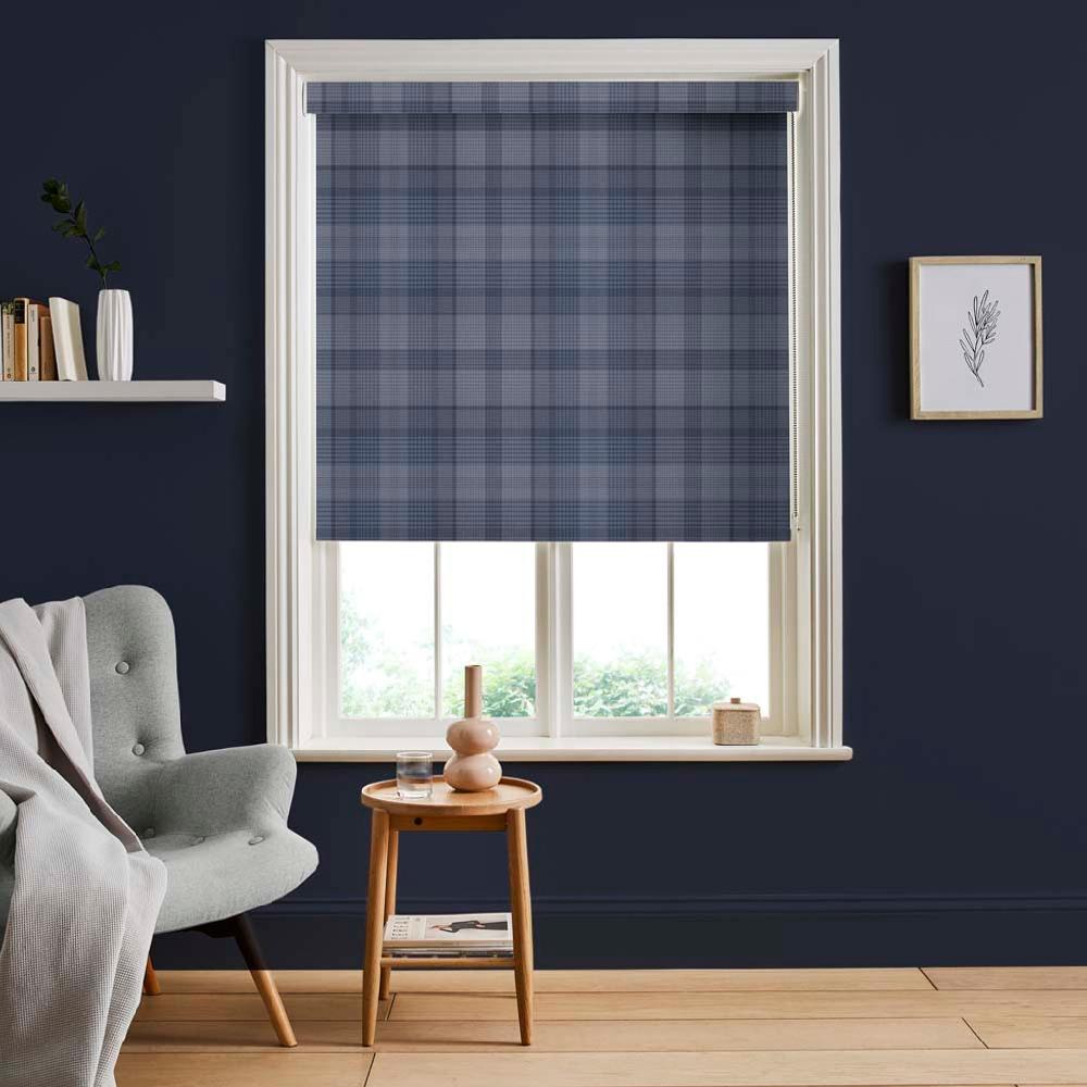 graham & brown Heritage Plaid Blue Roller Shade