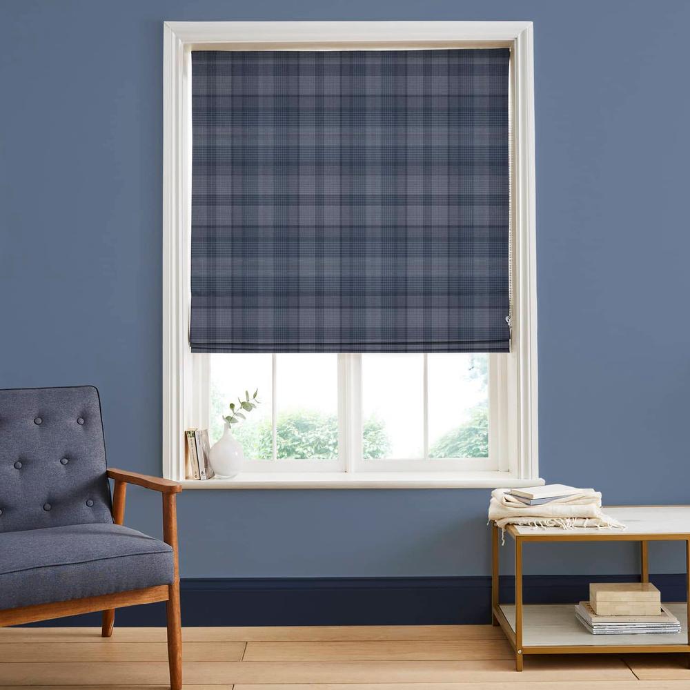 graham & brown Heritage Plaid Blue Roman Shade