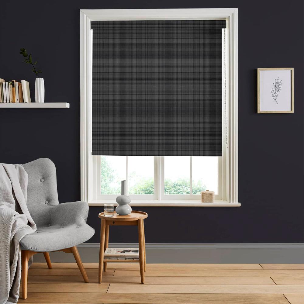 graham & brown Heritage Plaid Charcoal Roller Shade