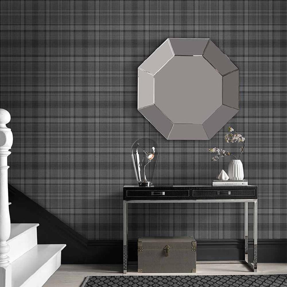 graham & brown Heritage Plaid Charcoal Wallpaper