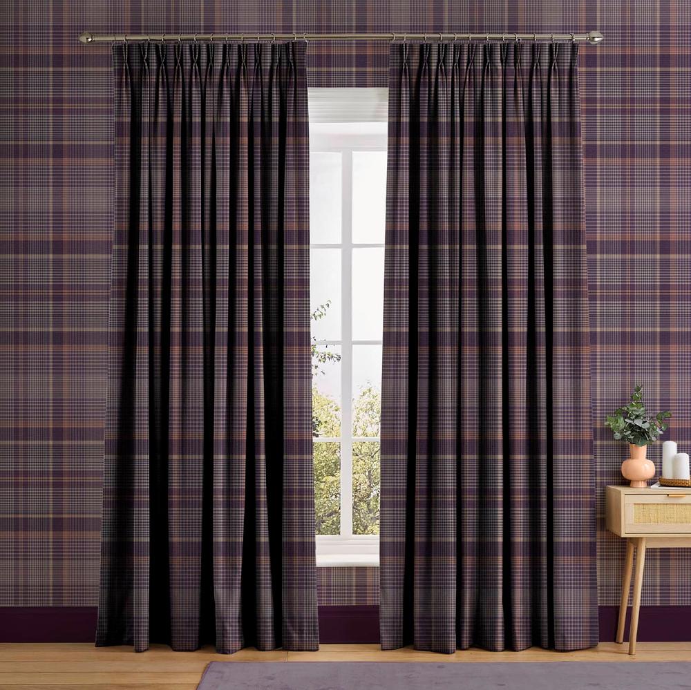 graham & brown Heritage Plaid Plum Curtain