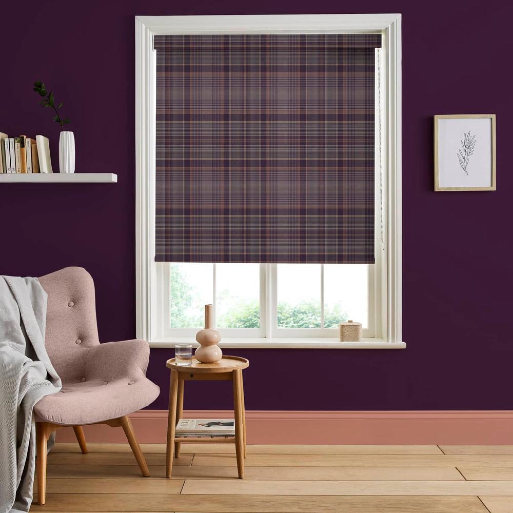 graham & brown Heritage Plaid Plum Roller Shade
