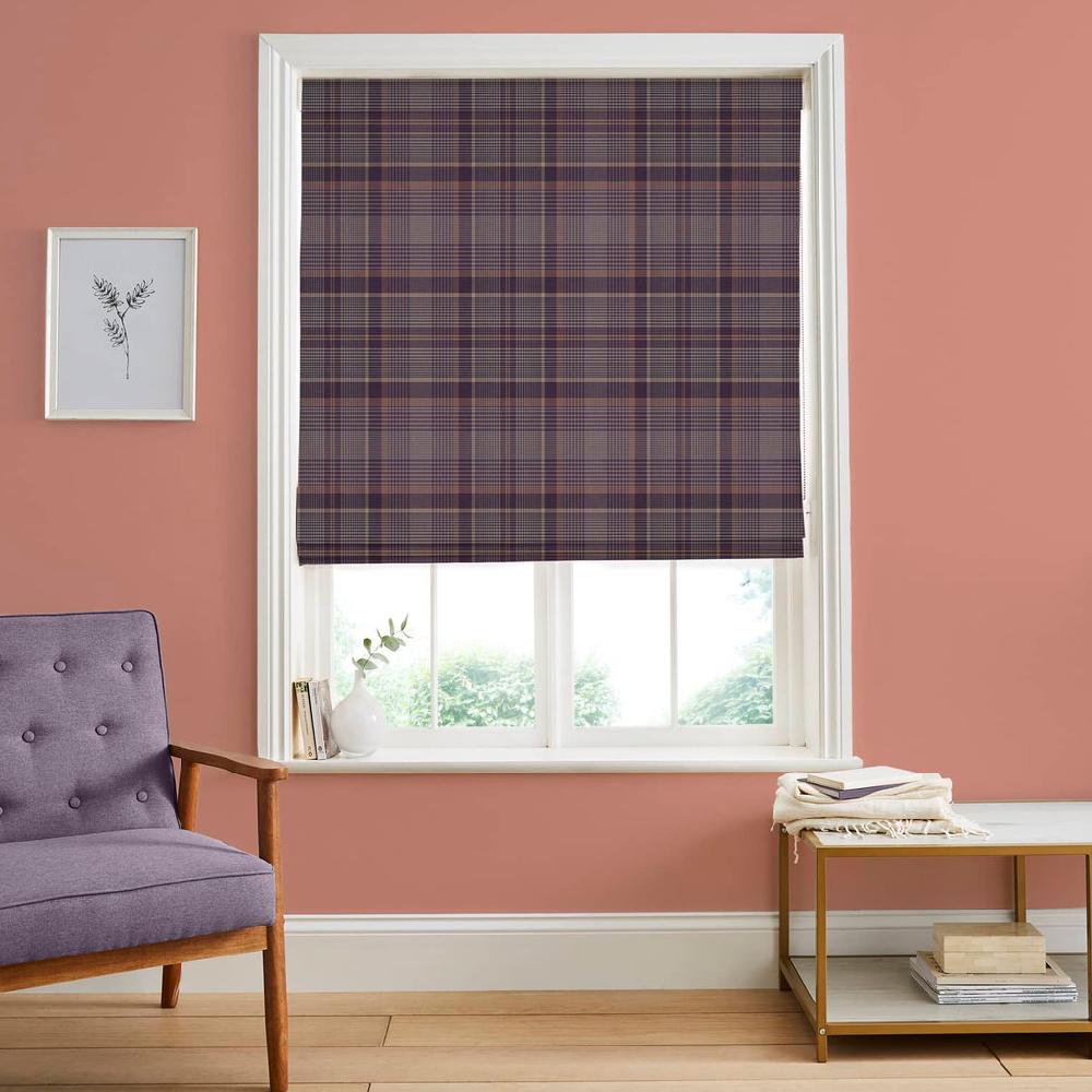 graham & brown Heritage Plaid Plum Roman Shade