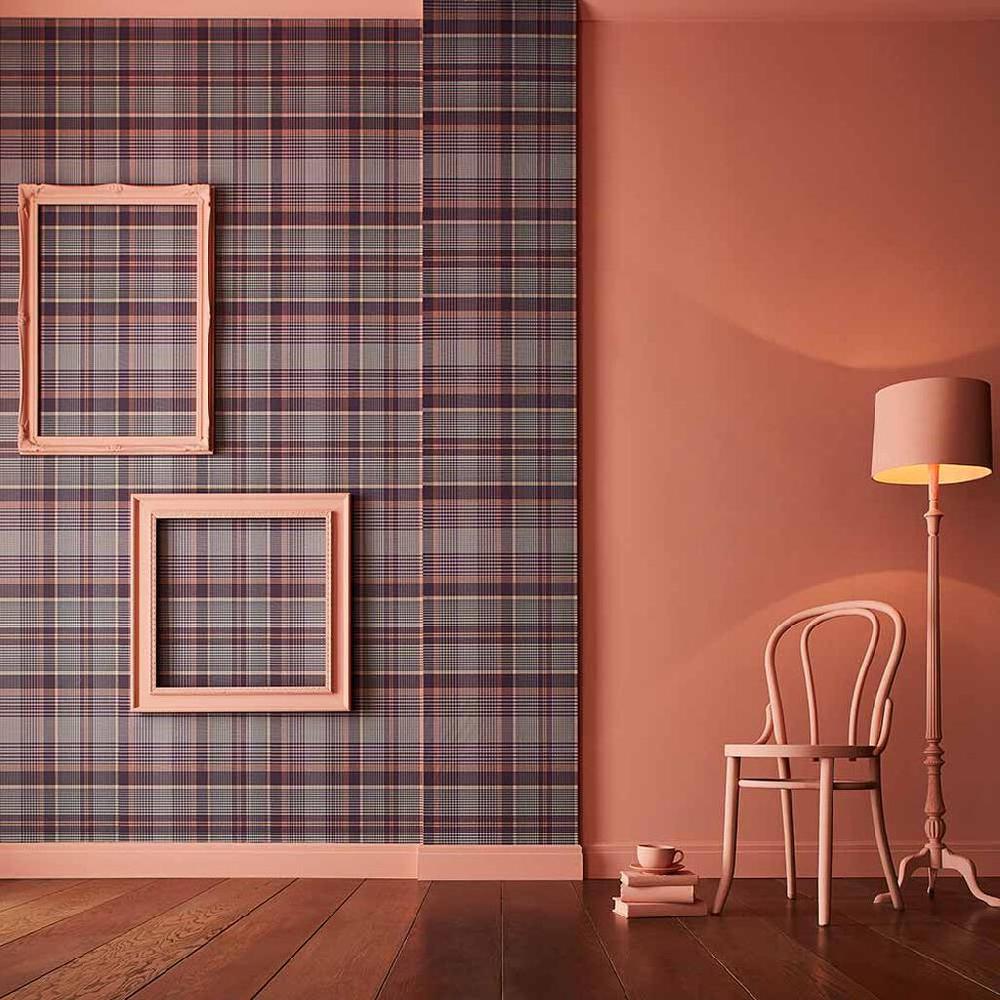 graham & brown Heritage Plaid Plum Wallpaper