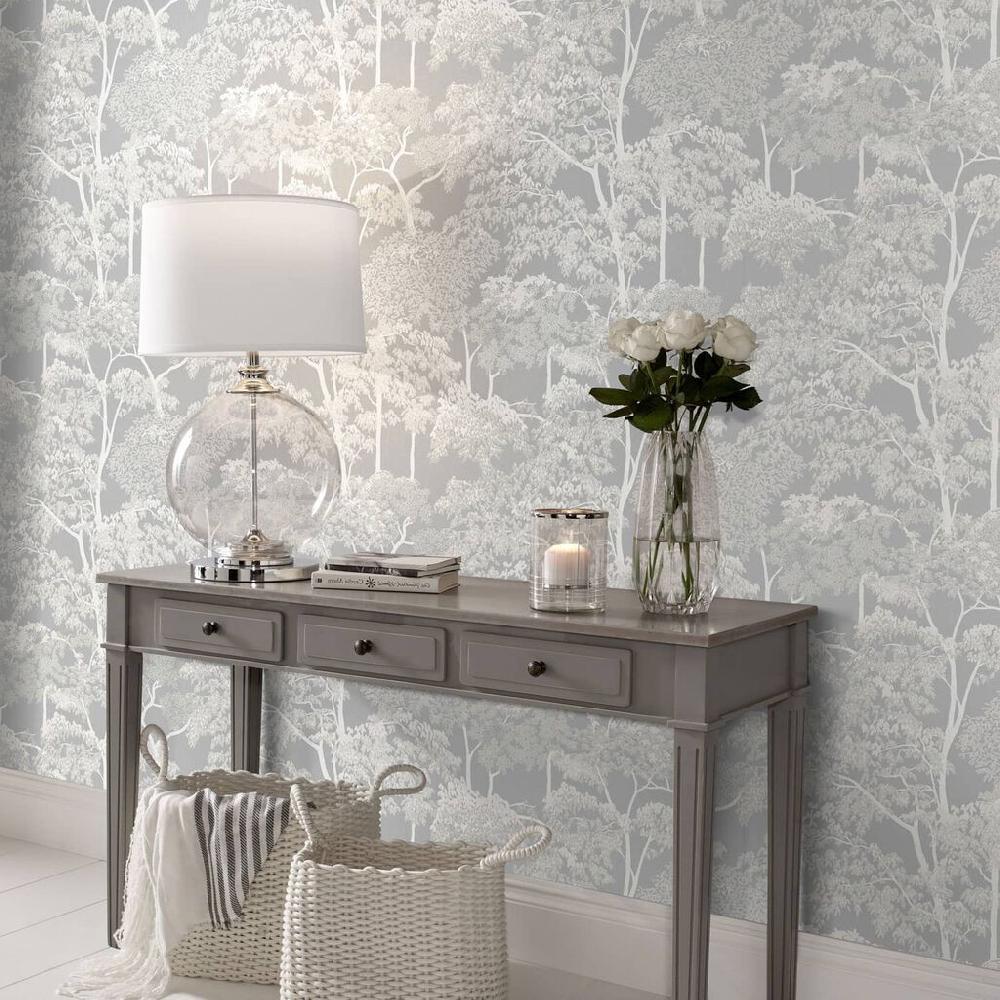 graham & brown Idyll Tree Grey Wallpaper
