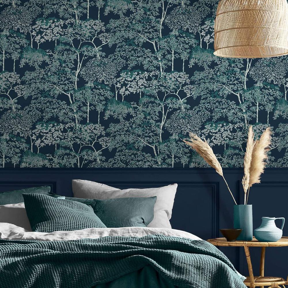 graham & brown Idyll Tree Navy Wallpaper