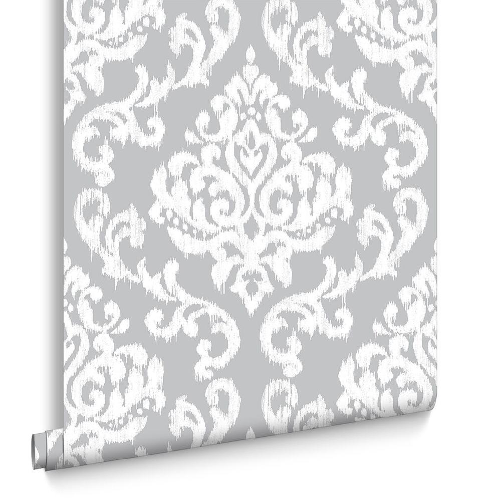 Graham & Brown Indian Ink Damask Gray Mist Wallpaper