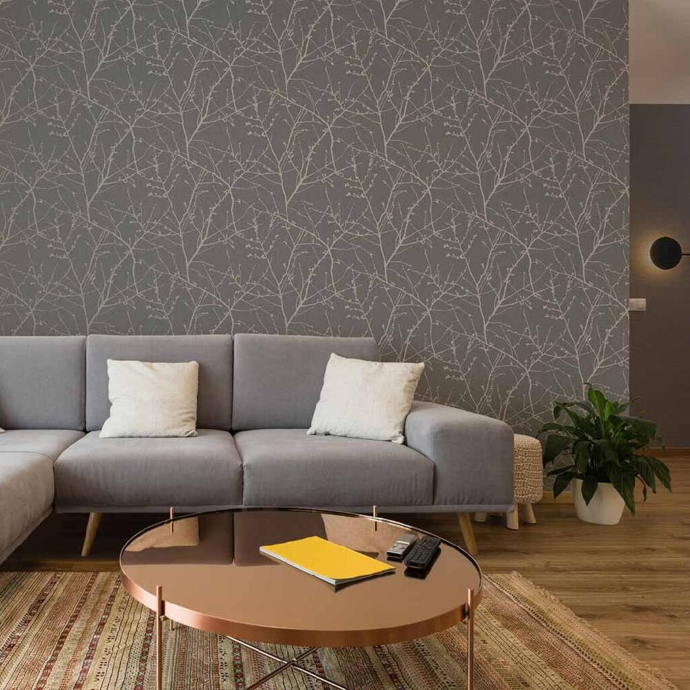 Graham & Brown Innocence Charcoal & Copper Wallpaper