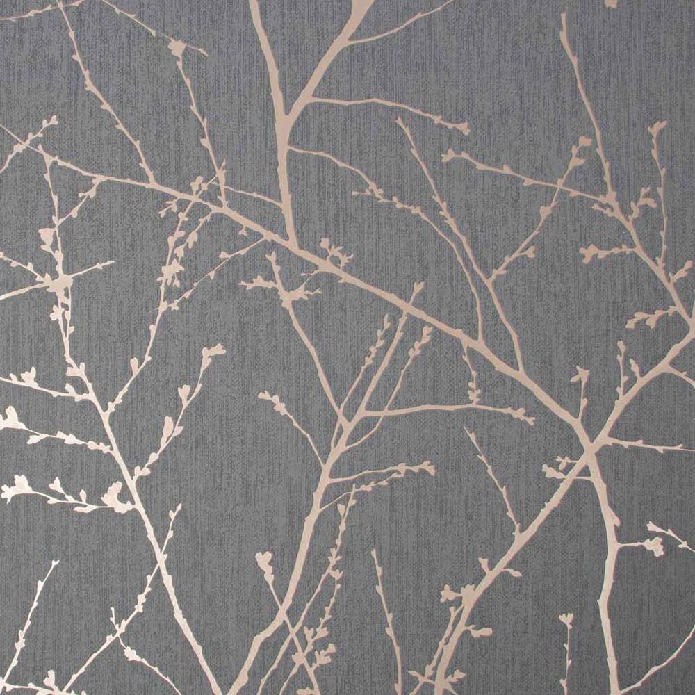 graham & brown Innocence Charcoal & Copper Wallpaper