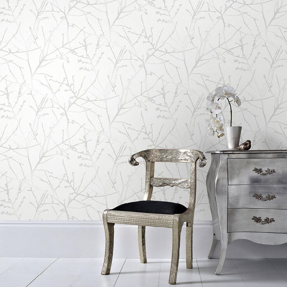 Graham & Brown Innocence White Mica Wallpaper