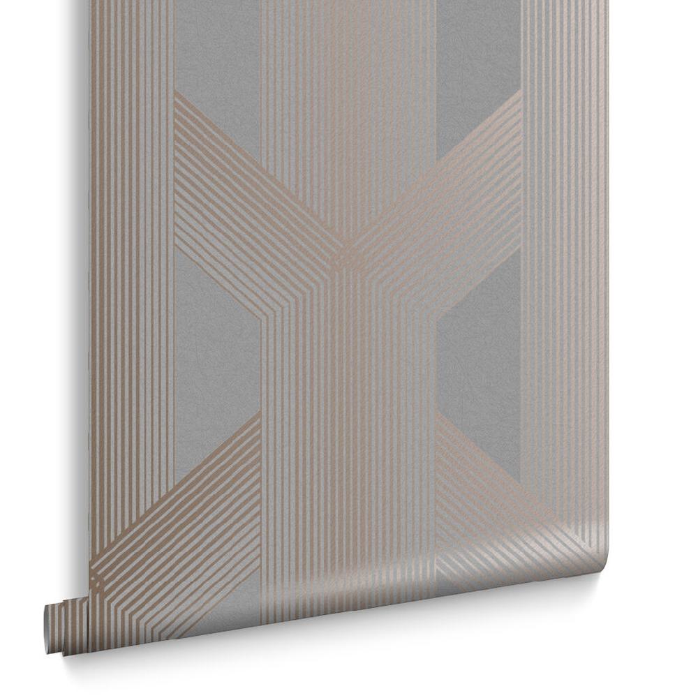 Graham & Brown Lagom Geo Grey & Rose Gold Wallpaper