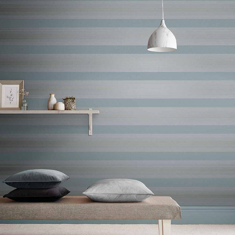 graham & brown Lagom Stripe Deep Sky Wallpaper