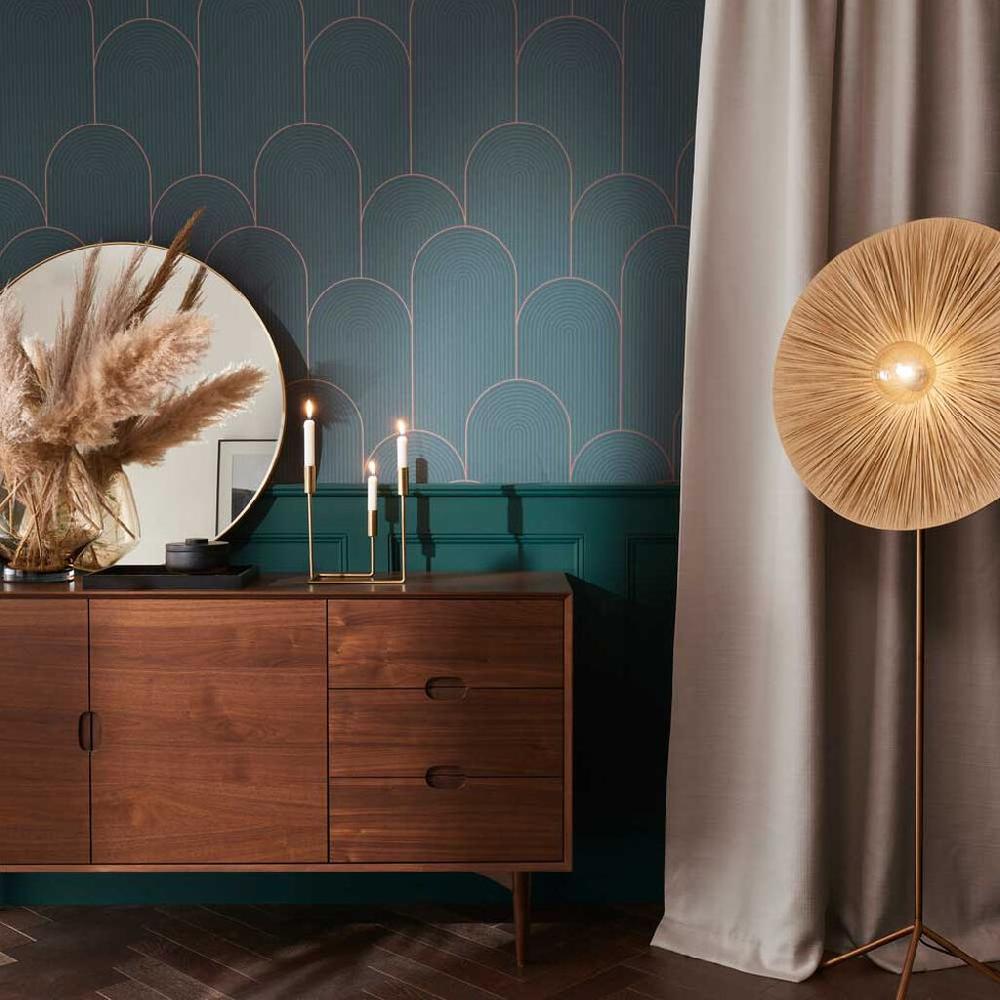 graham & brown Lancet Green & Gold Wallpaper