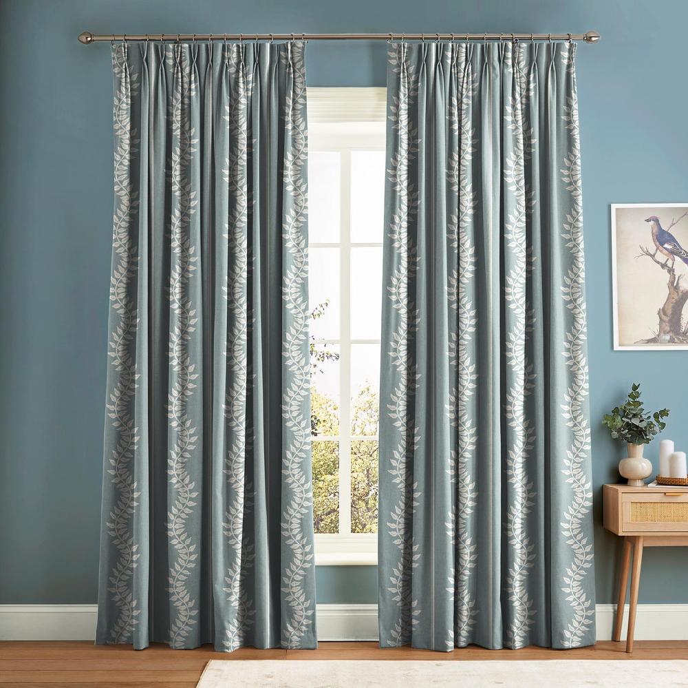 graham & brown Laurel Leaf Stripe Blue Curtain