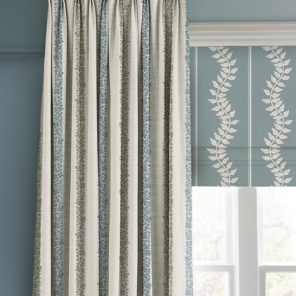Graham & Brown Laurel Leaf Stripe Blue Roman Blind