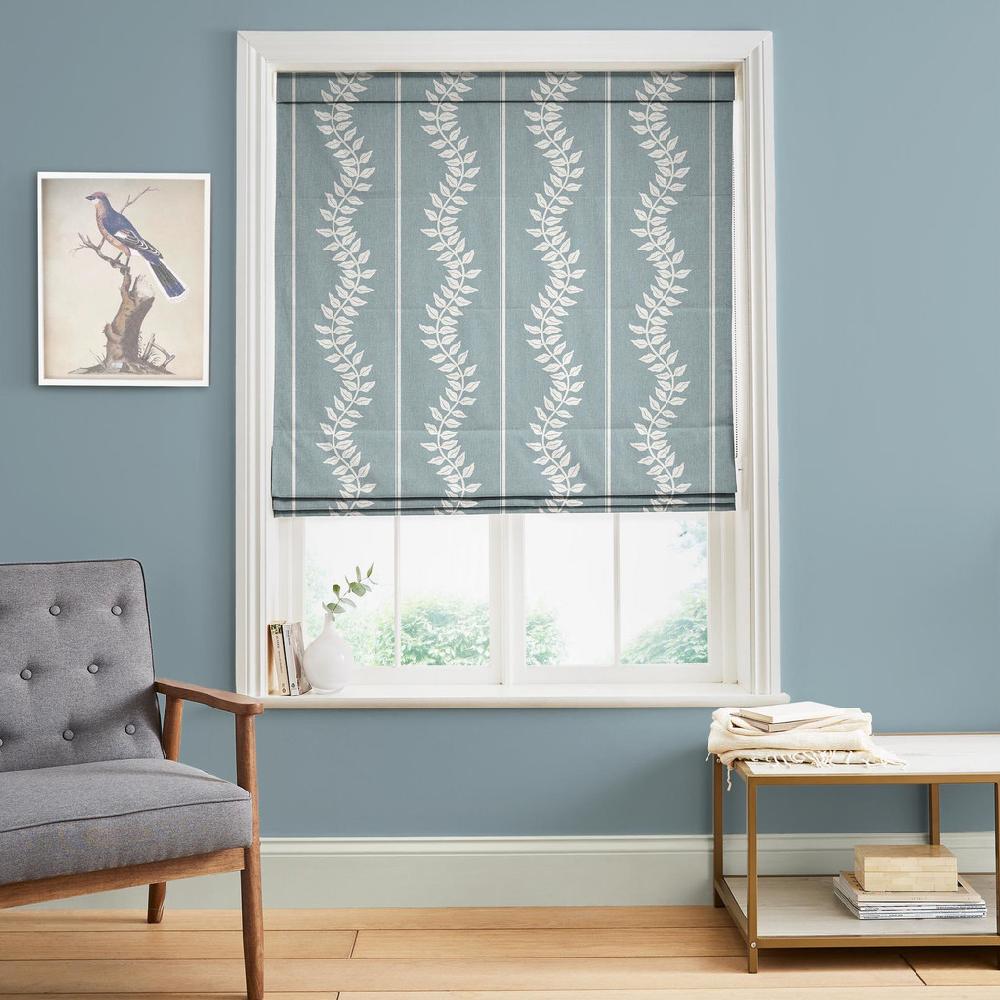 graham & brown Laurel Leaf Stripe Blue Roman Blind