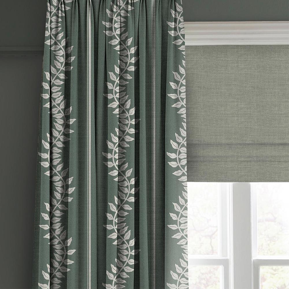 Graham & Brown Laurel Leaf Stripe Grey Green Curtain