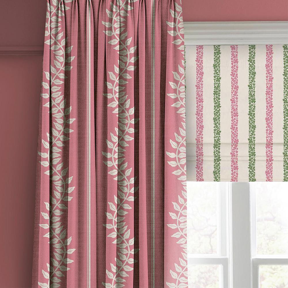 Graham & Brown Laurel Leaf Stripe Pink Curtain