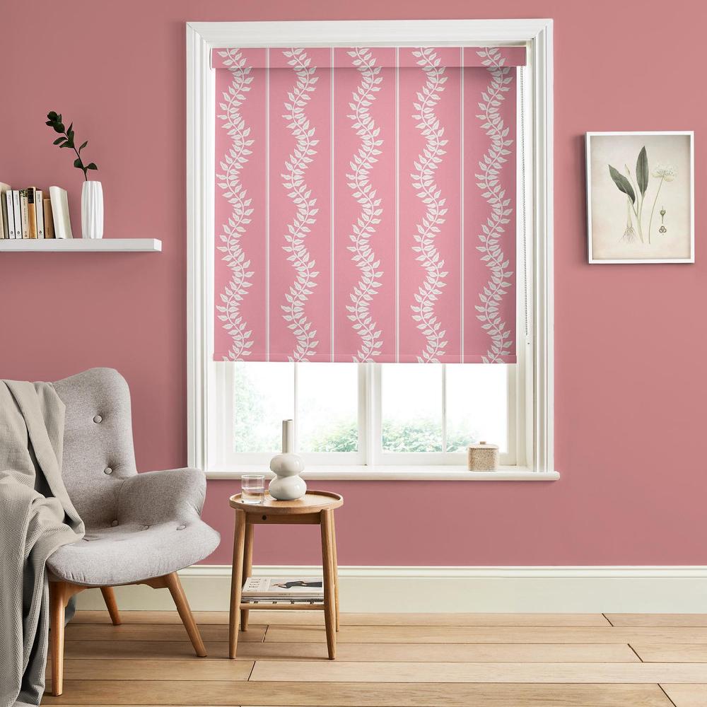 graham & brown Laurel Leaf Stripe Pink Roller Blind