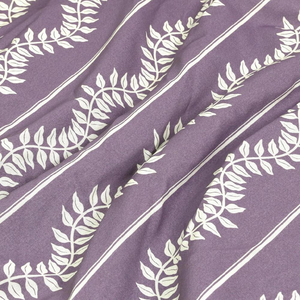 Graham & Brown Laurel Leaf Stripe Purple Curtain