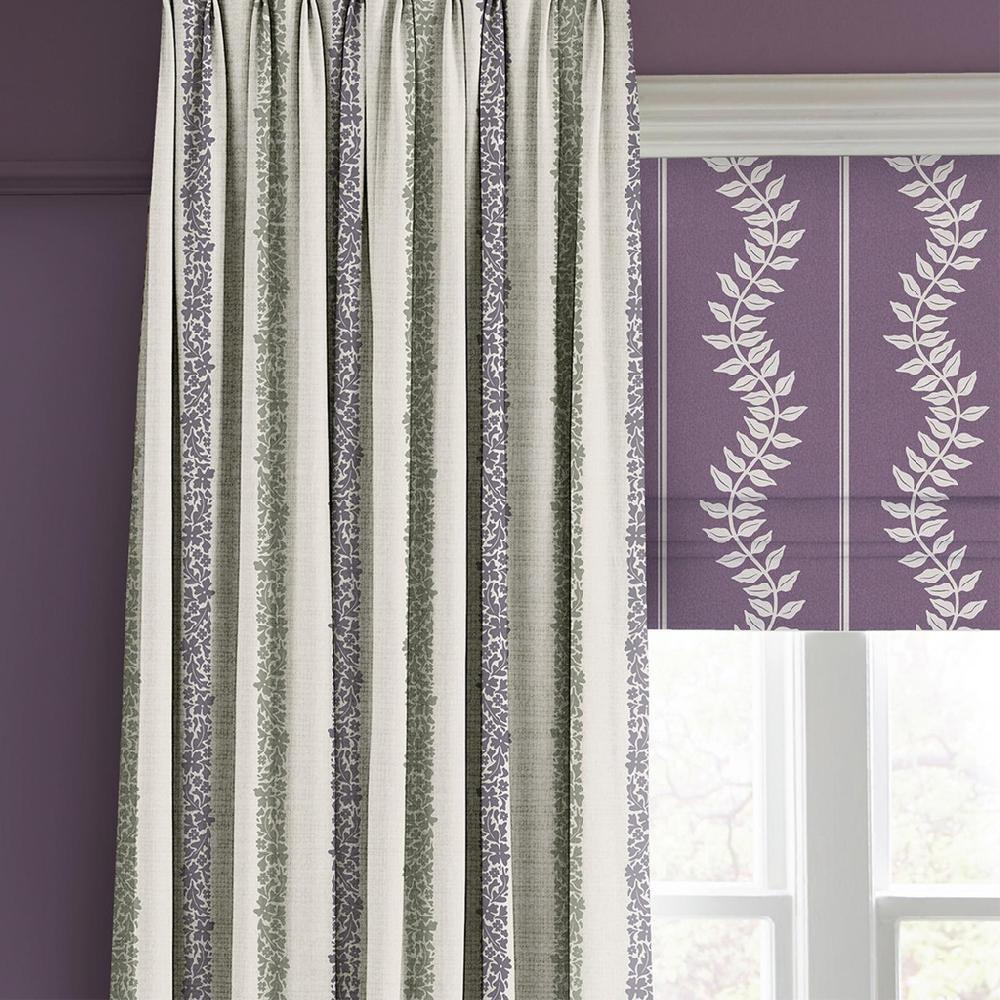 Graham & Brown Laurel Leaf Stripe Purple Roman Blind