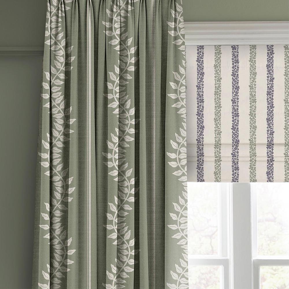 Graham & Brown Laurel Leaf Stripe Sage Curtain