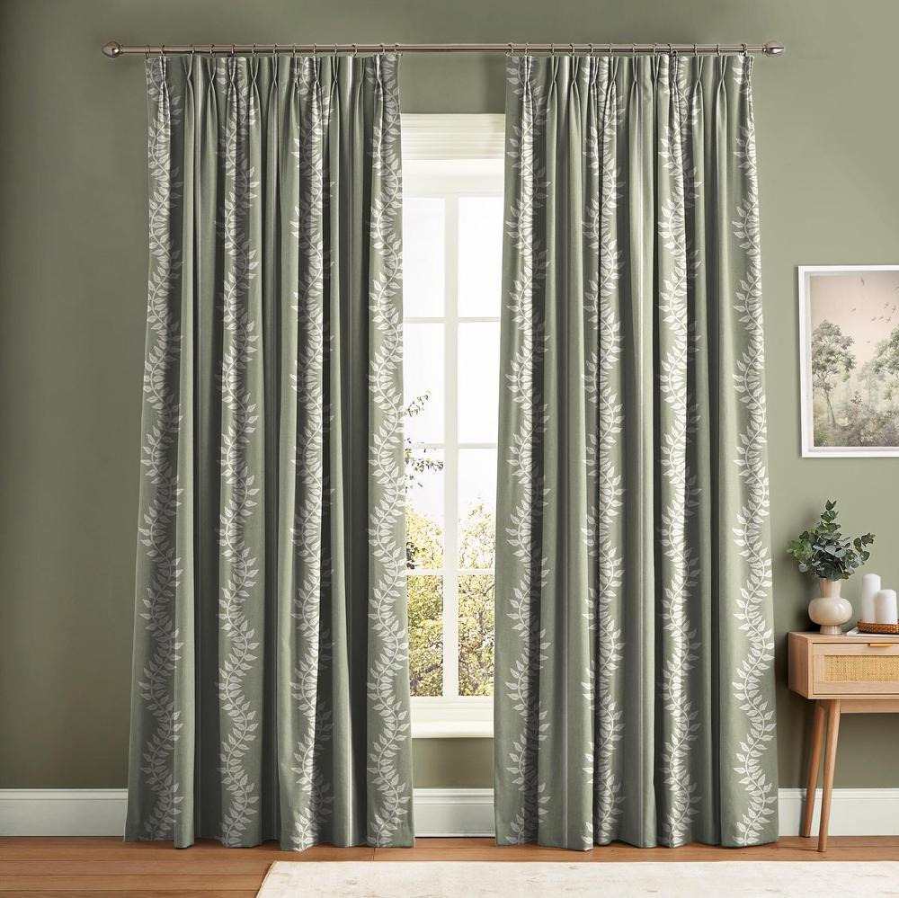 graham & brown Laurel Leaf Stripe Sage Curtain