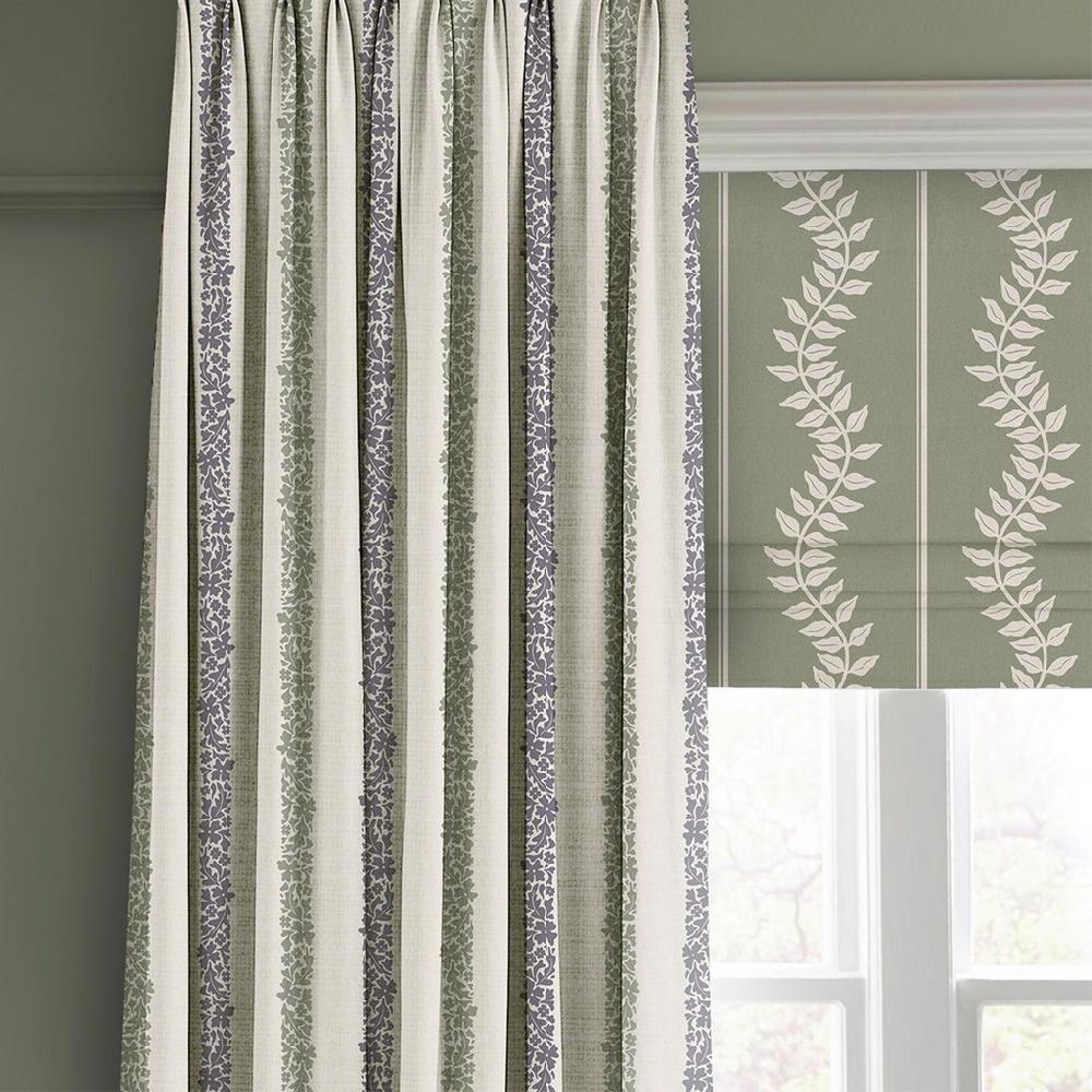 Graham & Brown Laurel Leaf Stripe Sage Roman Blind