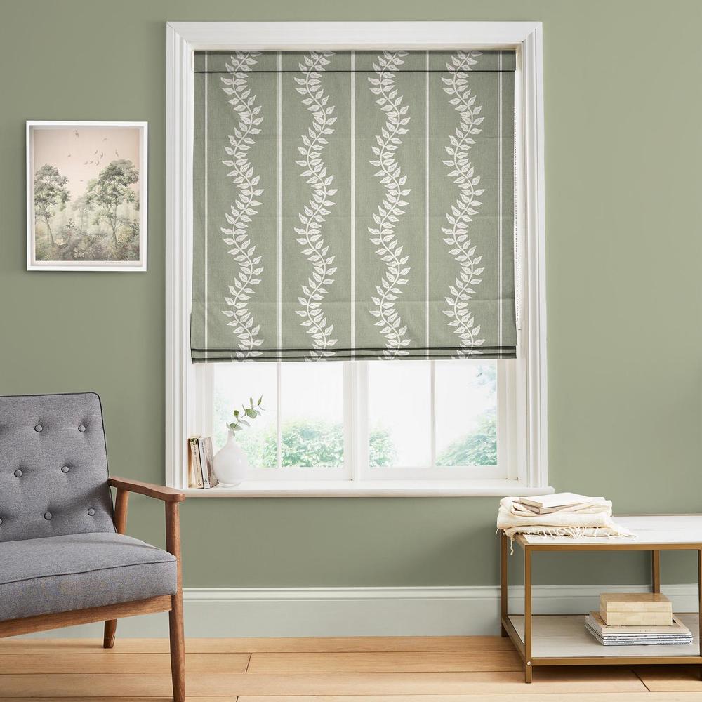 graham & brown Laurel Leaf Stripe Sage Roman Blind