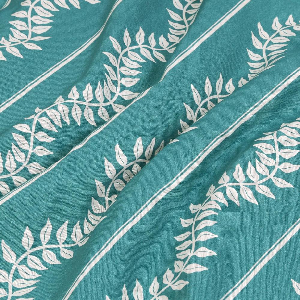 Graham & Brown Laurel Leaf Stripe Teal Curtain