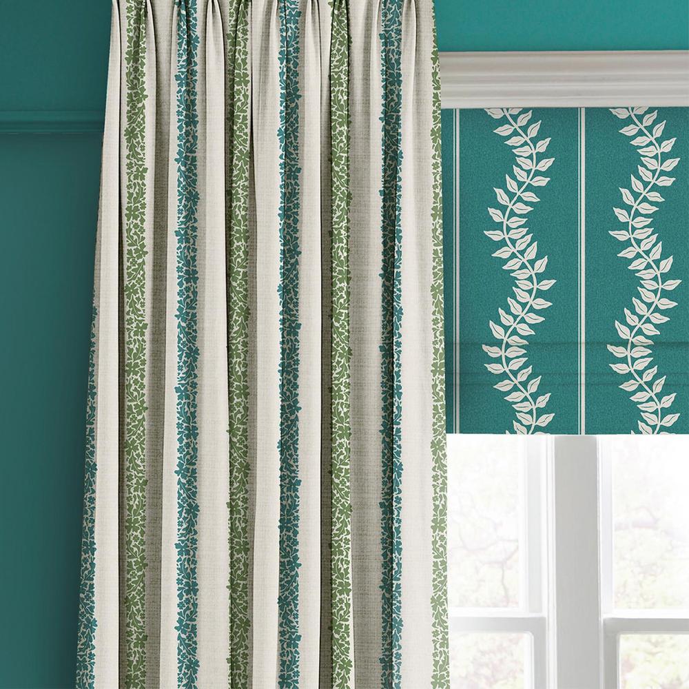 Graham & Brown Laurel Leaf Stripe Teal Roman Blind
