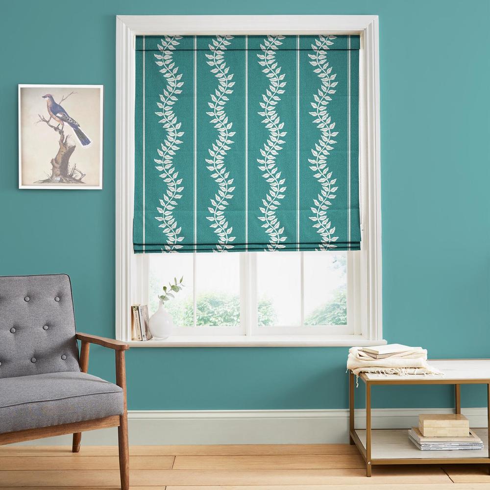 graham & brown Laurel Leaf Stripe Teal Roman Blind