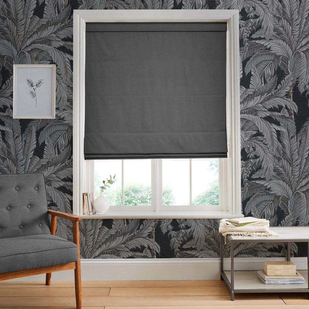 graham & brown Linum Deep Gray Roman Shade