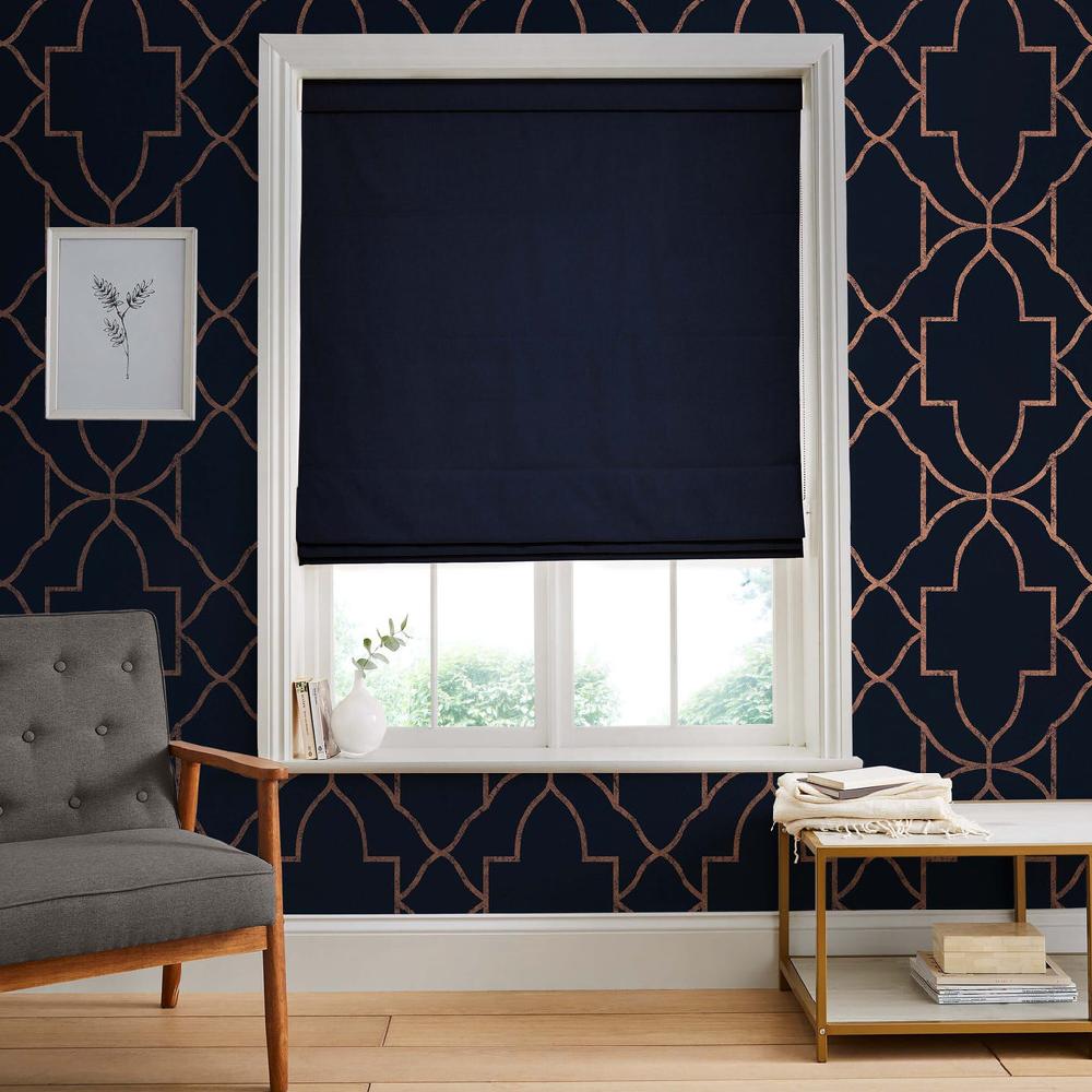 graham & brown Linum Navy Roman Shade