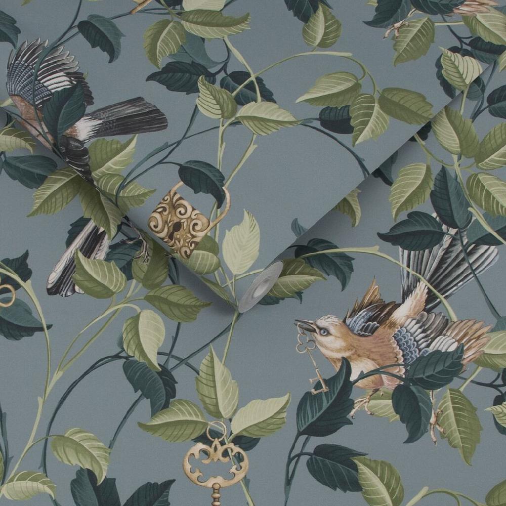 Graham & Brown Lock & Key Aqua Wallpaper