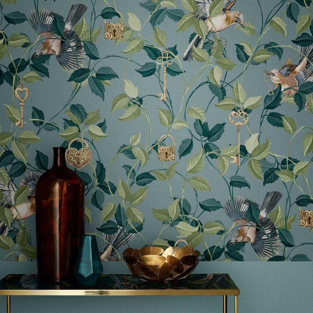 graham & brown Lock & Key Aqua Wallpaper