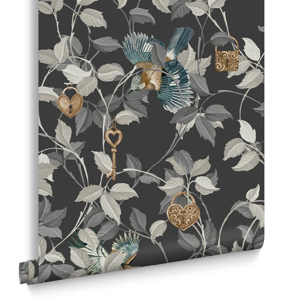 Graham & Brown Lock & Key Charcoal Wallpaper