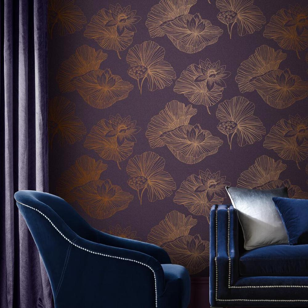 graham & brown Lotus Plum Wallpaper