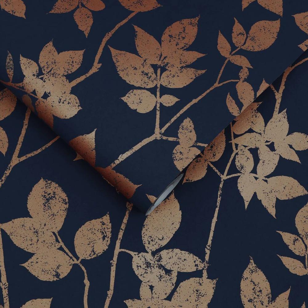Graham & Brown Luna Navy & Copper Wallpaper