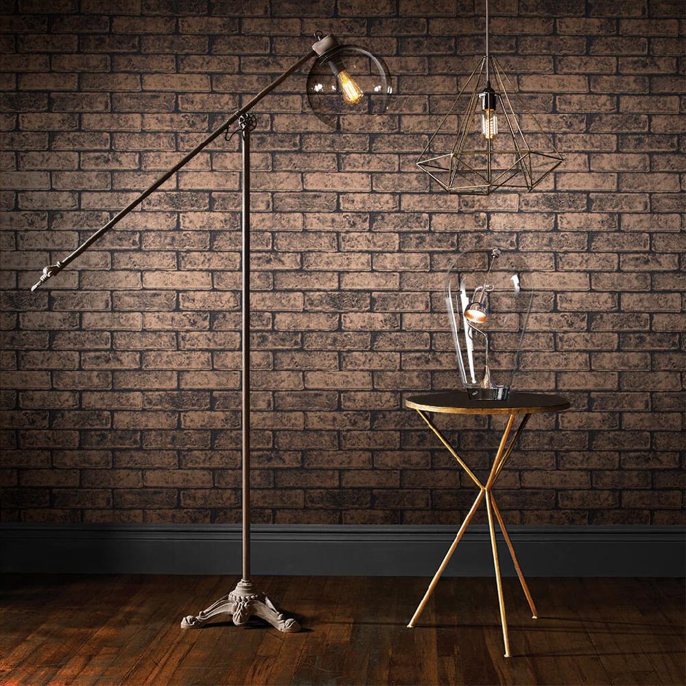 graham & brown Metallic Brick Bronze Black Wallpaper